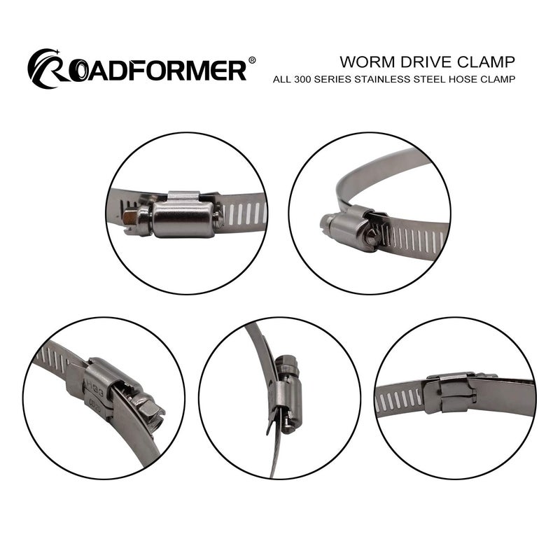 ROADFORMER 4" Worm Gear Hose Clamp - SAE 64 Size, Full Stainless Steel with 1/2" Band Width, Working Range 90mm - 114mm Hose Clamps,10 Pack - Image 3
